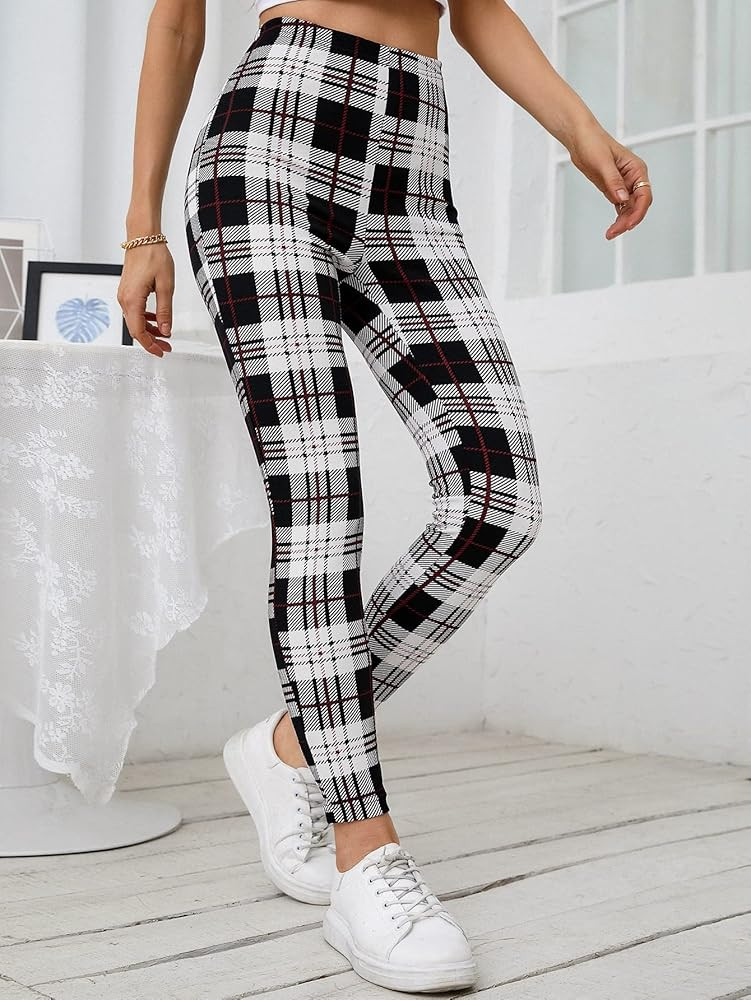 Women’s high wasted plaid leggings | Amazon (US)