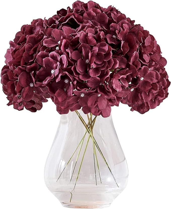 Kislohum Cinnamon Rose Artificial Hydrangea Flower Heads Hydrangea Silk Flowers with Stems for We... | Amazon (US)