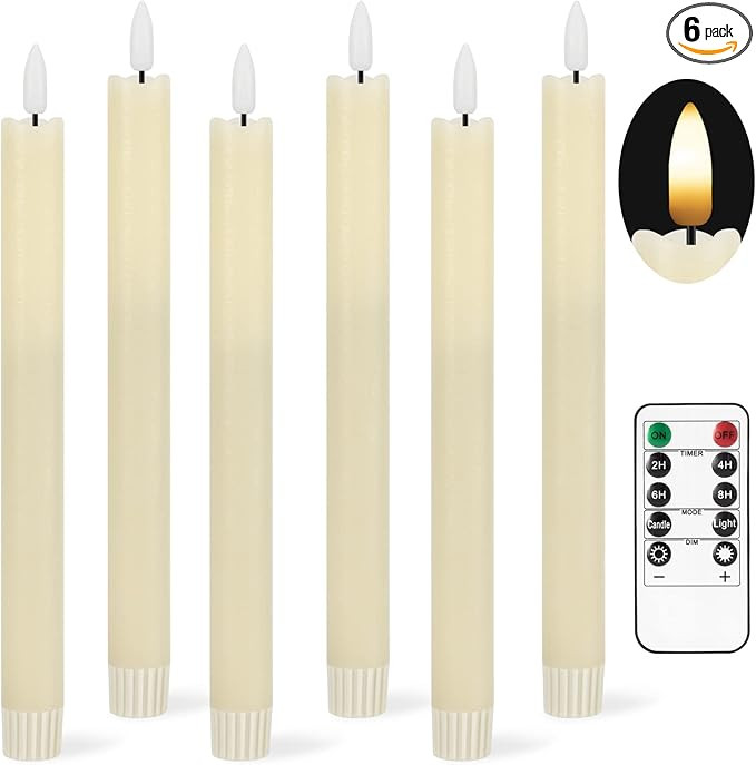 Flameless Taper Candles Flickering Battery Operated, 3D Wick Warm Light Electric Candles with 10-... | Amazon (US)