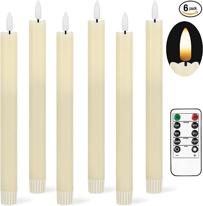 Flameless Taper Candles Flickering Battery Operated, 3D Wick Warm Light Electric Candles with 10-... | Amazon (US)