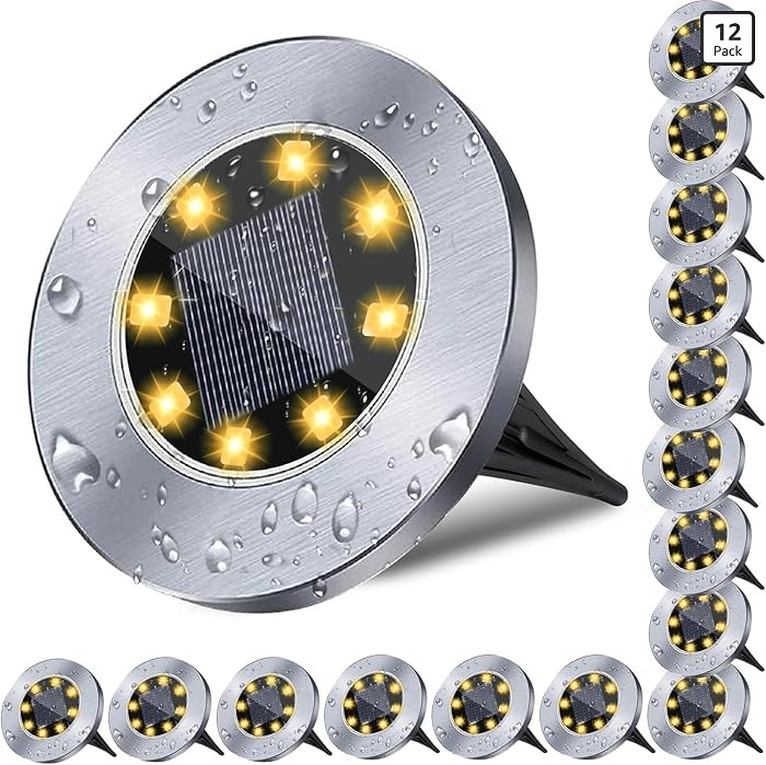 4.6 Inch Diameter Solar Ground Lights, Waterproof Solar Garden Lights, Outdoor Garden Waterproof ... | Amazon (US)