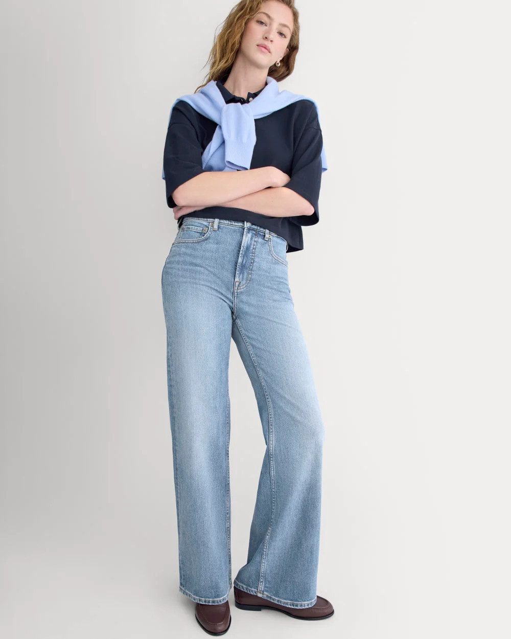 Everlane Way-High� Sailor Jean 2.0, Size 29.5" Inseam In Medium Wash, Size 29, Cotton | Everlane