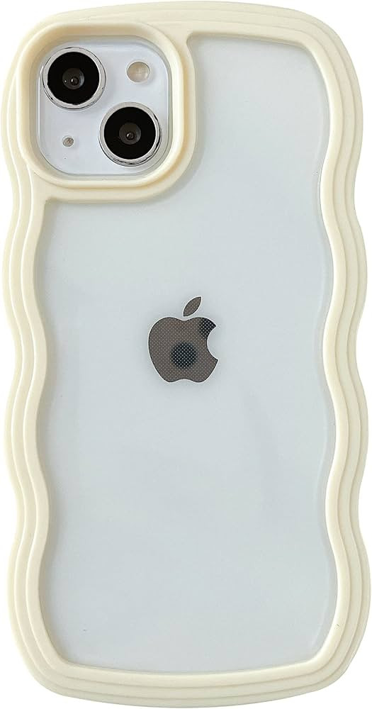Caseative Cute Curly Wave Frame Shape Shockproof Soft Compatible with iPhone Case (Yellow,iPhone ... | Amazon (US)