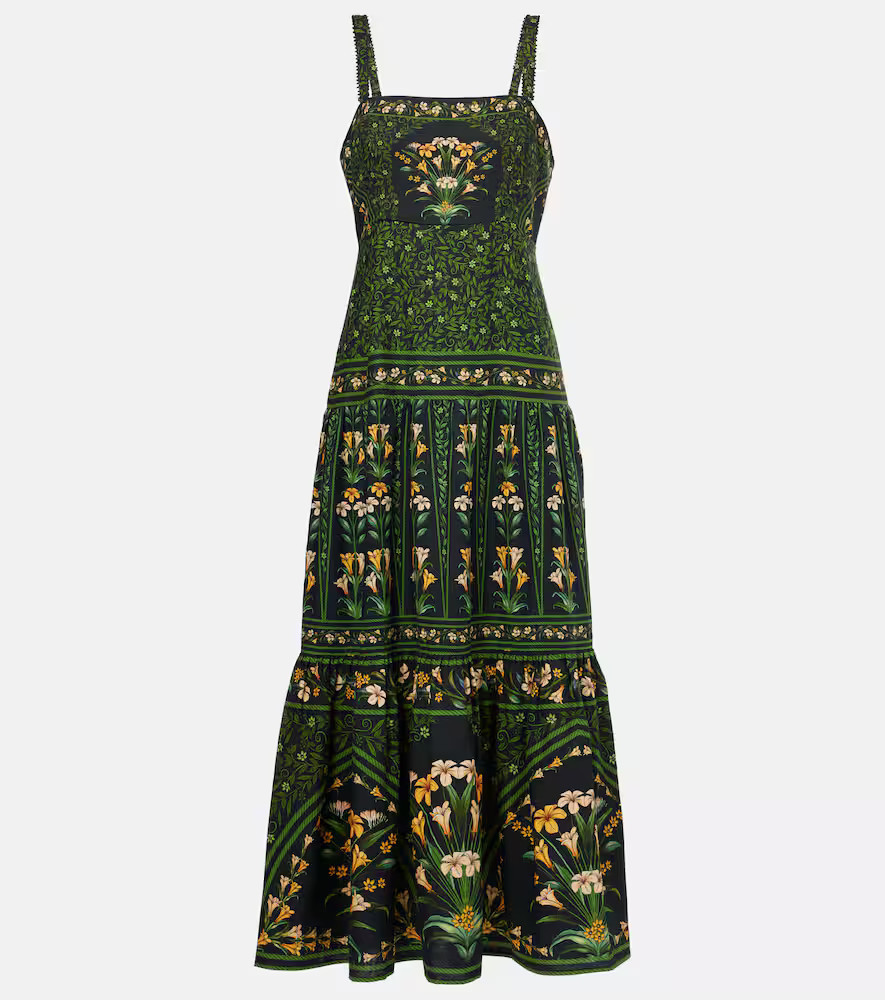 Farm Rio Flowers Arch linen-blend midi dress | Mytheresa (US/CA)