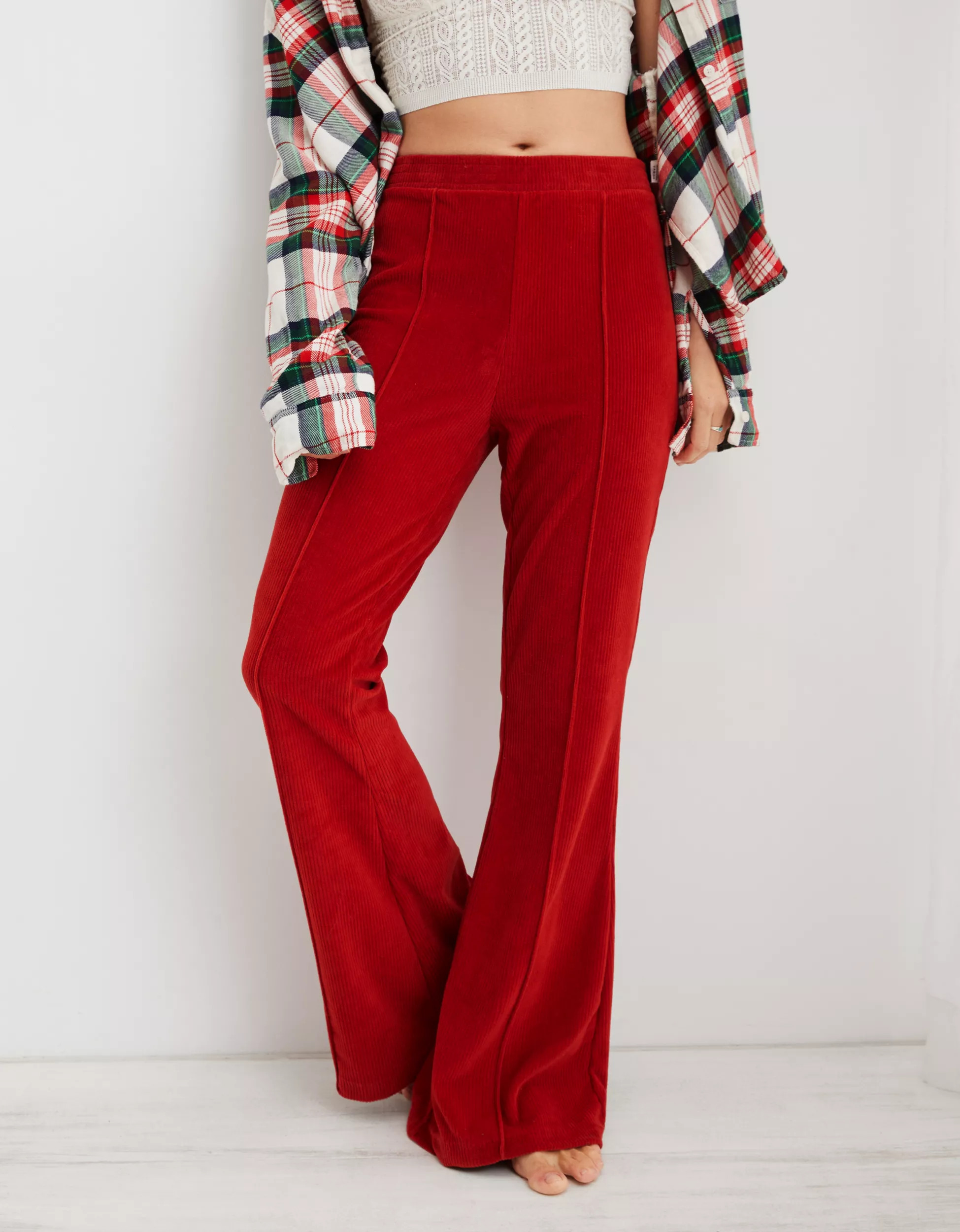 Aerie Groove-On Rib Velour Flare Pant | Aerie