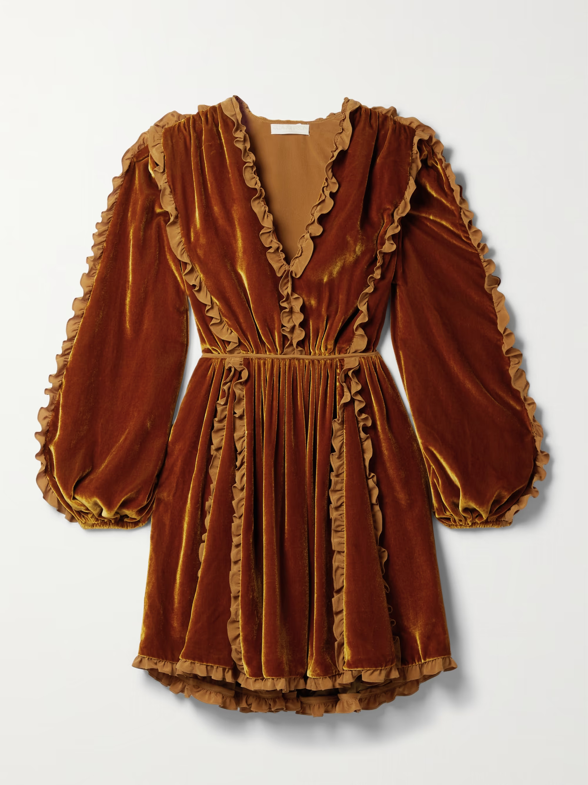 Erika ruffled satin-trimmed velvet mini dress | NET-A-PORTER (US)