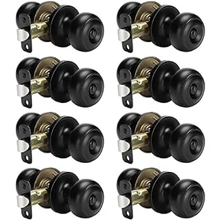 GRAUERHUND 4 Pack Matte Black Door Knobs Privacy Interior Lock Passage Bedroom Bathroom Keyless D... | Amazon (US)