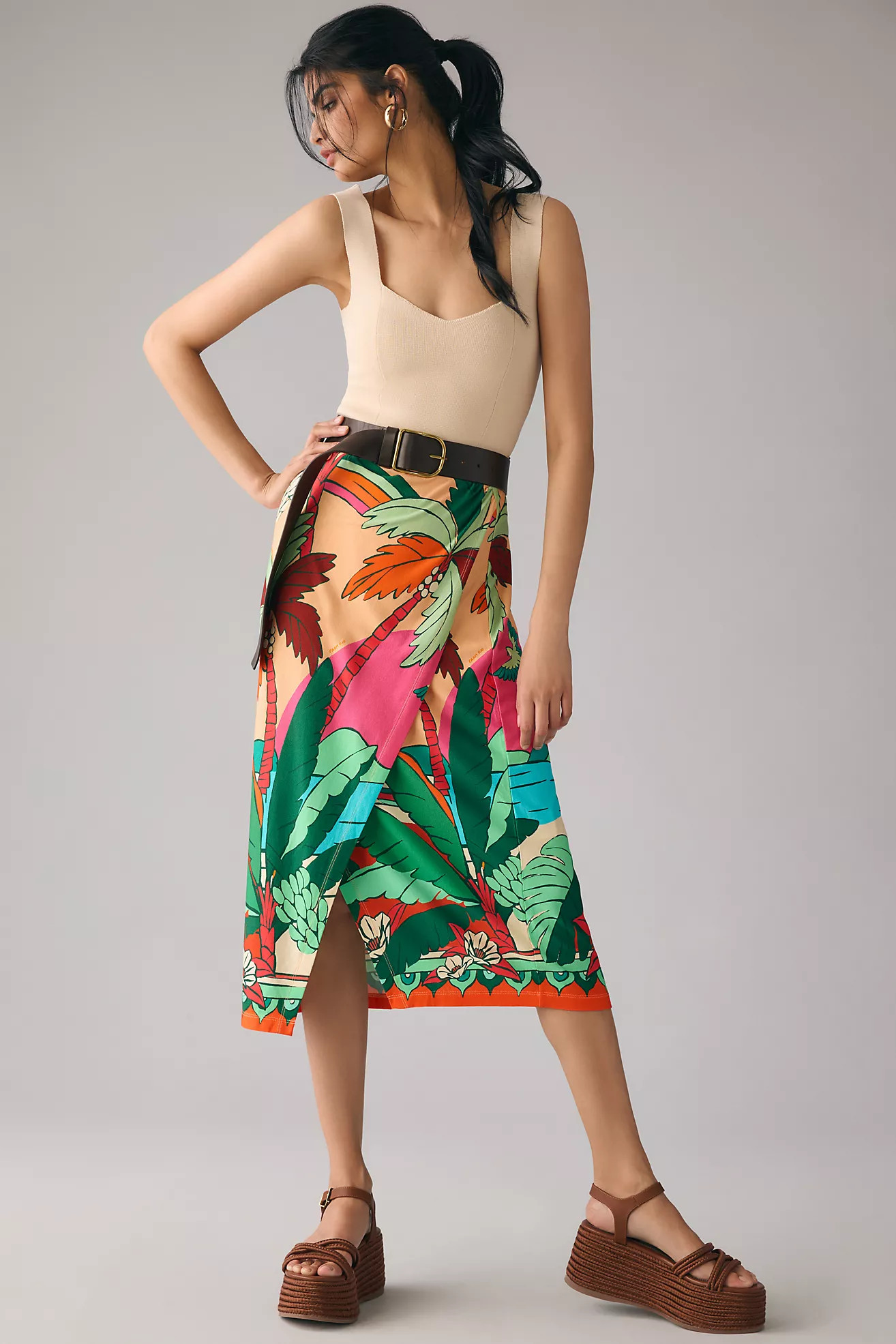 Farm x Anthropologie Printed Wrap Skirt | Anthropologie (US)