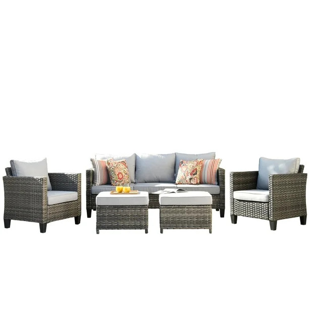 Ovios 5 Pieces Outdoor Patio Furniture All-Weather Patio Conversation Set Wicker Sectional Sofa w... | Walmart (US)