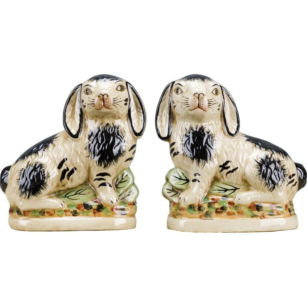 PR NEW STAFFORDSHIRE STYLE BLK RABBIT BUNNY POTTERY FIGURINES FIGURES 8 x 4 x 8” | eBay US