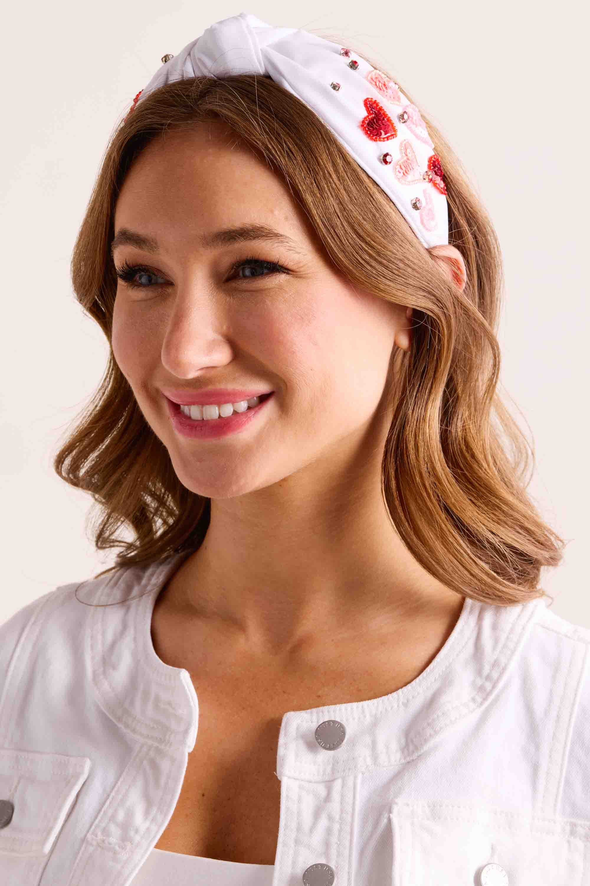 Connie Headband- White, Heart Headband | Avara