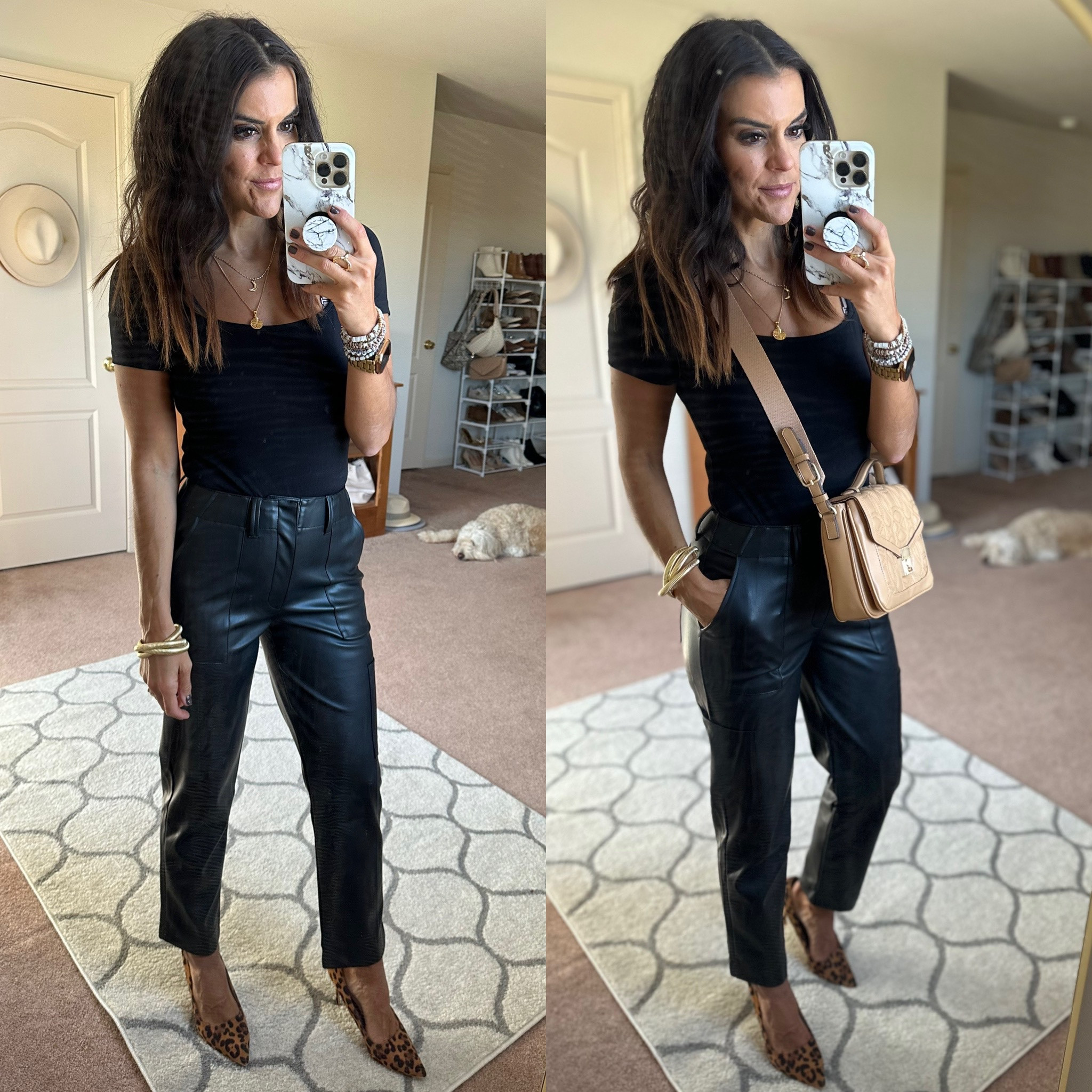 Walmart faux leather pants! Wearing size 2. Size small in bodysuit 

#LTKstyletip #LTKfindsunder100 #LTKfindsunder50