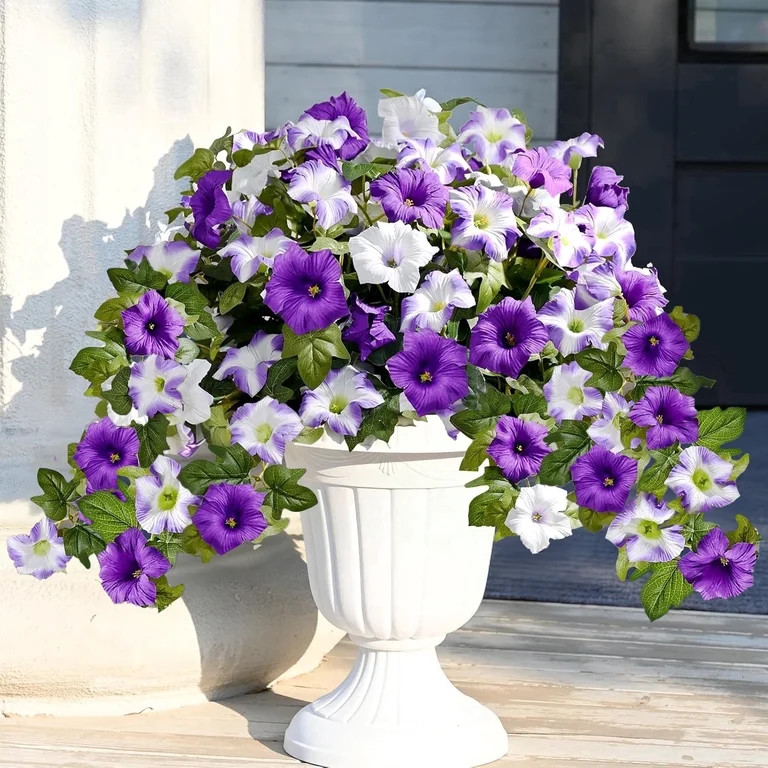 Yastouay 2pcs Artificial Petunias Flowers for Outdoors, UV Resistant Fake Flowers for Planter, Pu... | Walmart (US)