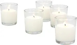 Stonebriar SB-SP-3210A 15 Hour Long Burning Unscented Wax Filled Votive Holders, 48 Pack, White | Amazon (US)