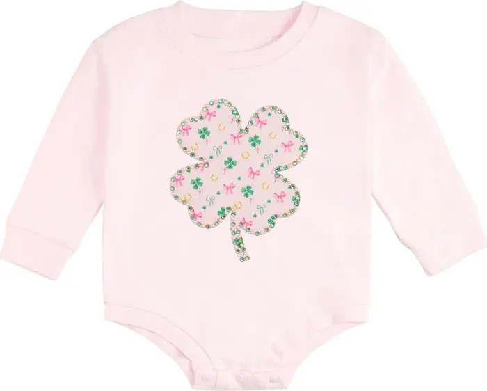 Ditsy Shamrock Patch St. Patrick's Day Long Sleeve Romper | Nordstrom