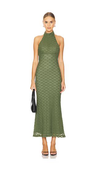 Ola Lace Midi Dress in Khaki | Revolve Clothing (Global)