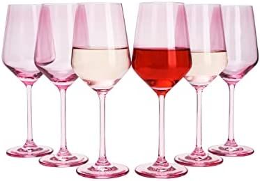 Set of 6 Colored Wine Glasses - 12 oz Hand Blown Italian Style Crystal Bordeaux Wine Glasses - Pr... | Amazon (US)