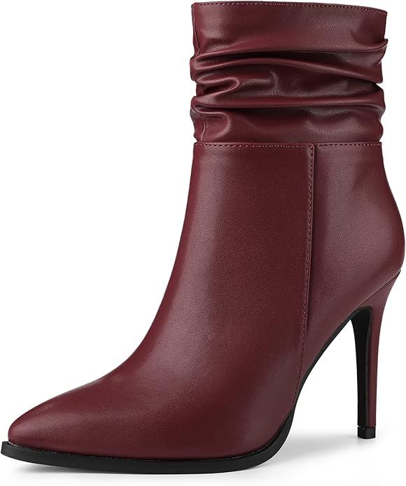 Allegra K Women's Slouchy Pointed Toe Stiletto Heels Ankle Boot | Amazon (US)