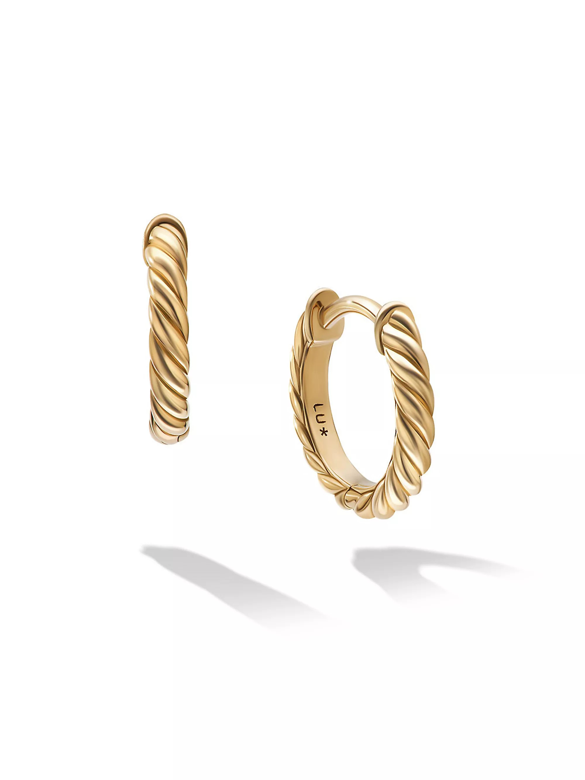 Sculpted Cable Huggie Hoop Earrings In 18K Rose Gold | Saks Fifth Avenue