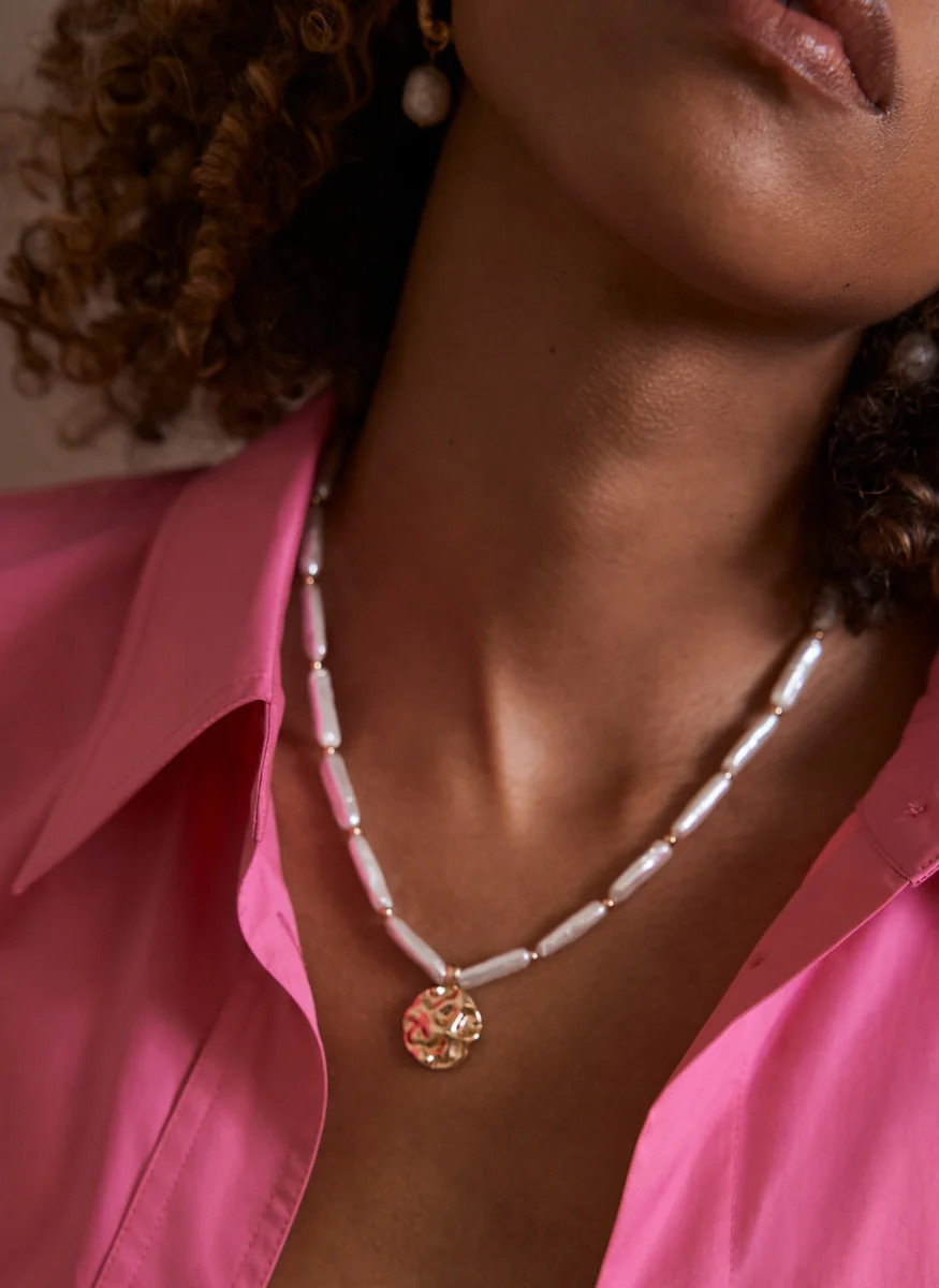 Gold Tone Disc Necklace | Mint Velvet