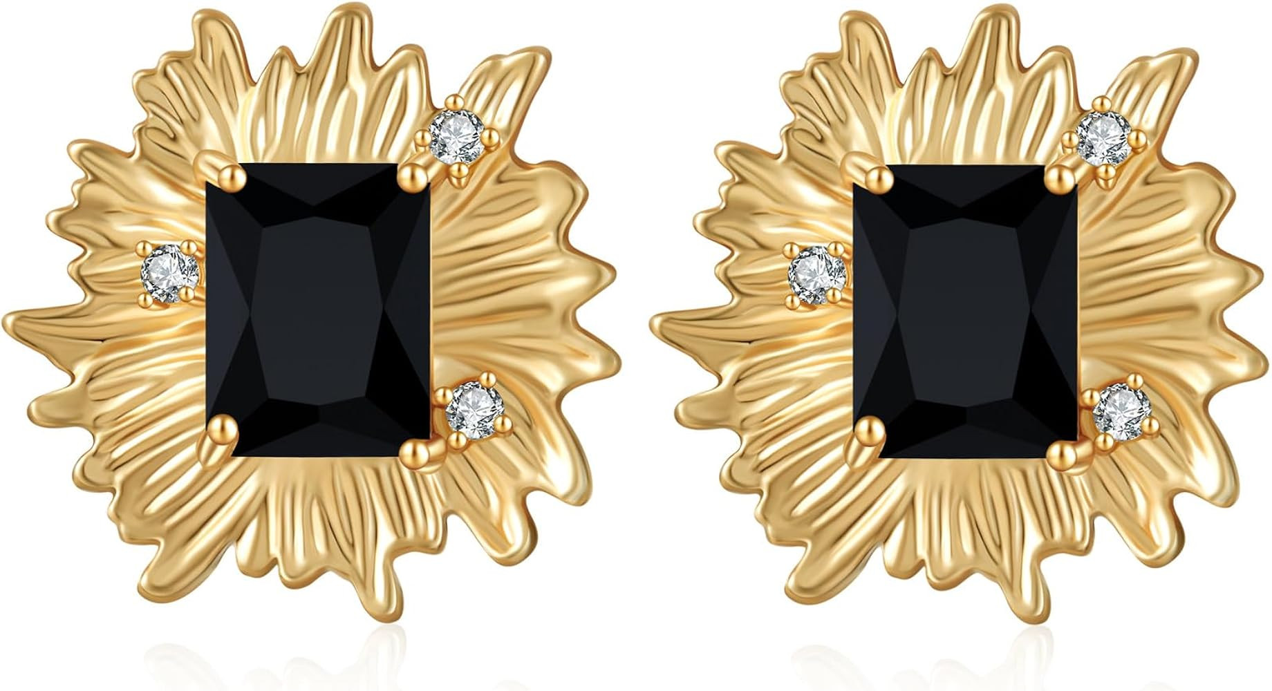 Vintage Chunky Gold Cubic Zirconia Statement Earrings Studs,Hypoallergenic Dainty Large 14k Gold ... | Amazon (US)