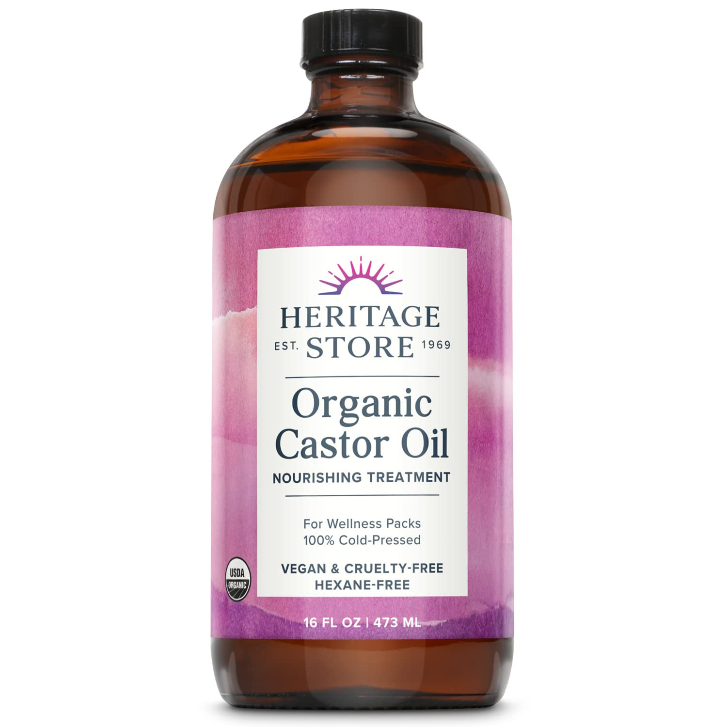 HERITAGE STORE Organic Castor Oil - Glass Bottle - Nourishing Treatment for Hair and Skin - Eyela... | Amazon (US)