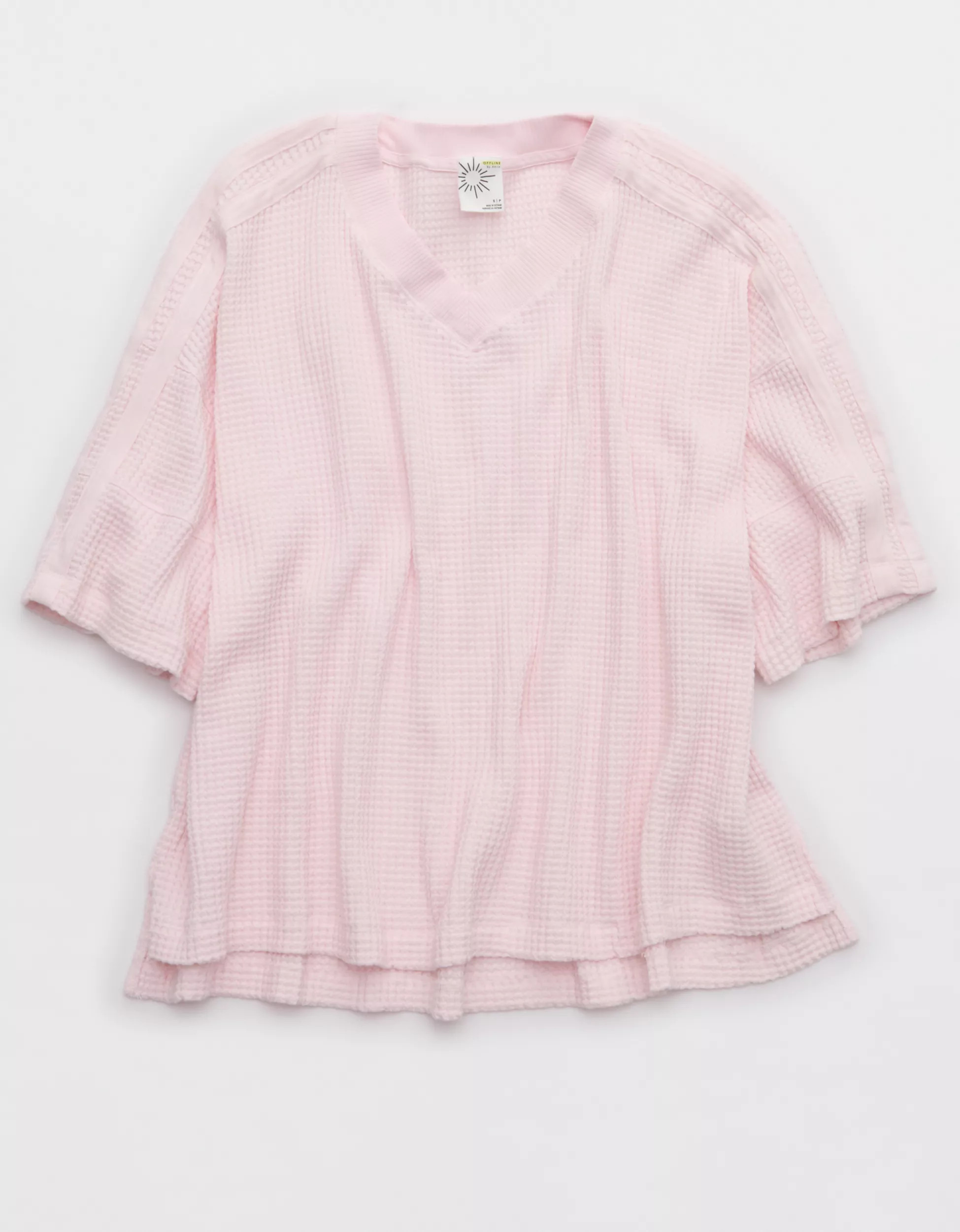 OFFLINE By Aerie Wow! Waffle Jersey V-Neck T-Shirt | Aerie