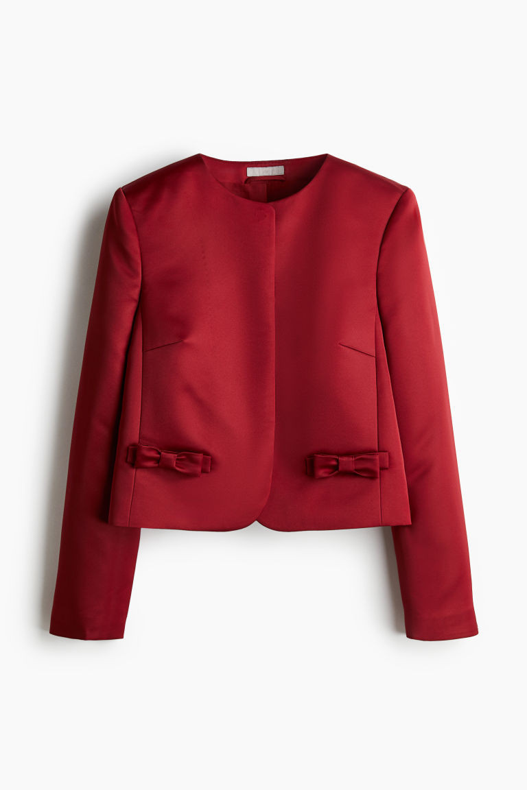 H & M - Bow-Detail Satin Jacket - Red | H&M (US + CA)