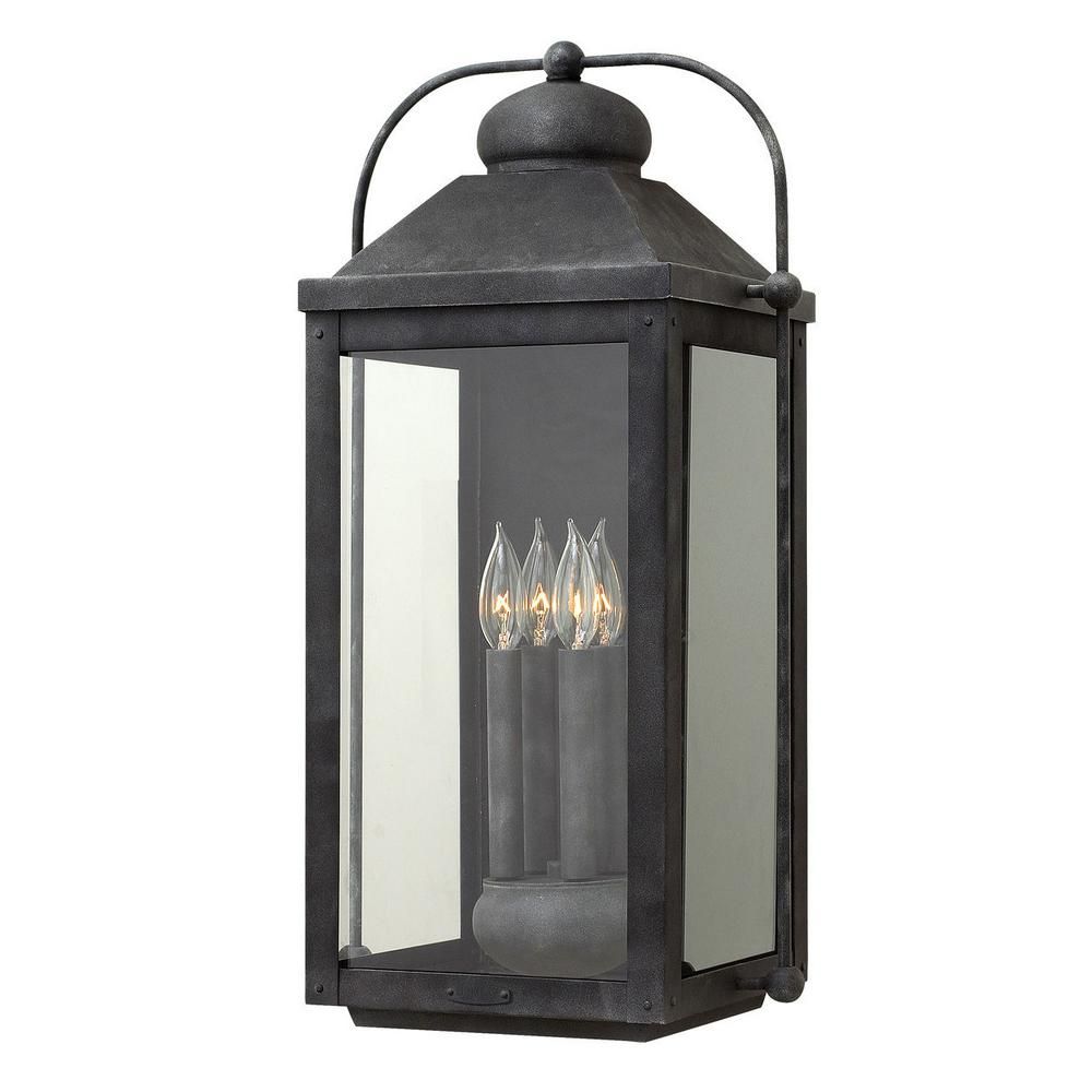 HINKLEY Anchorage 4-Light Aged Zinc LED Outdoor Wall Lantern Sconce | The Home Depot