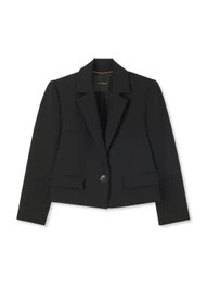 The Broadway Cropped Blazer in Stretch Crepe Suiting | St. John Knits