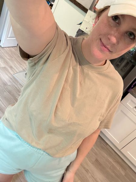 Today’s outfit if the day! I’m obsessed with these t shirts from Abercrombie! They are thicker so they are see through at all, but don’t feel worn. I’ve bought them three in colors! $25 and I am wearing size medium in both top and shorts 

Mom outfit / casual style / travel outfit / mom look / ootd 

#LTKfindsunder50 #LTKstyletip