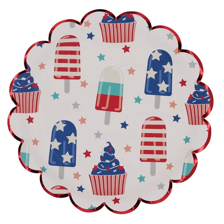 Red/White/Blue Ice Pops Disposable Paper Plates, 10", 8 Count, Patriotic by Way To Celebrate | Walmart (US)