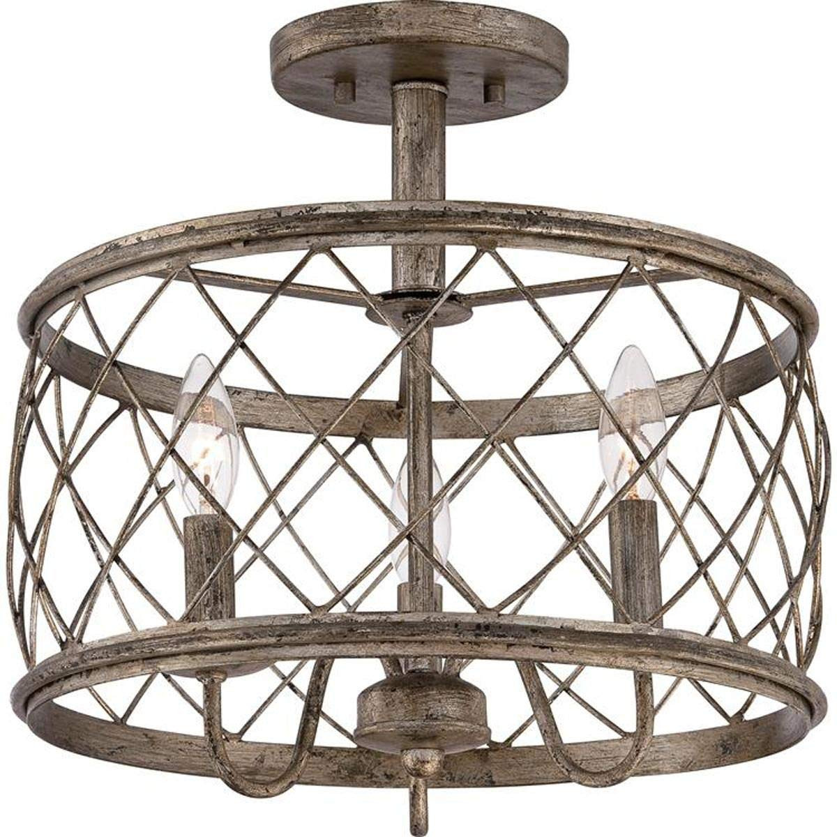 Dia15.57 Inch Trellis Cage Semi Flush Mount Ceiling Light - 3 Light Openwork Lantern Industrial S... | Amazon (US)