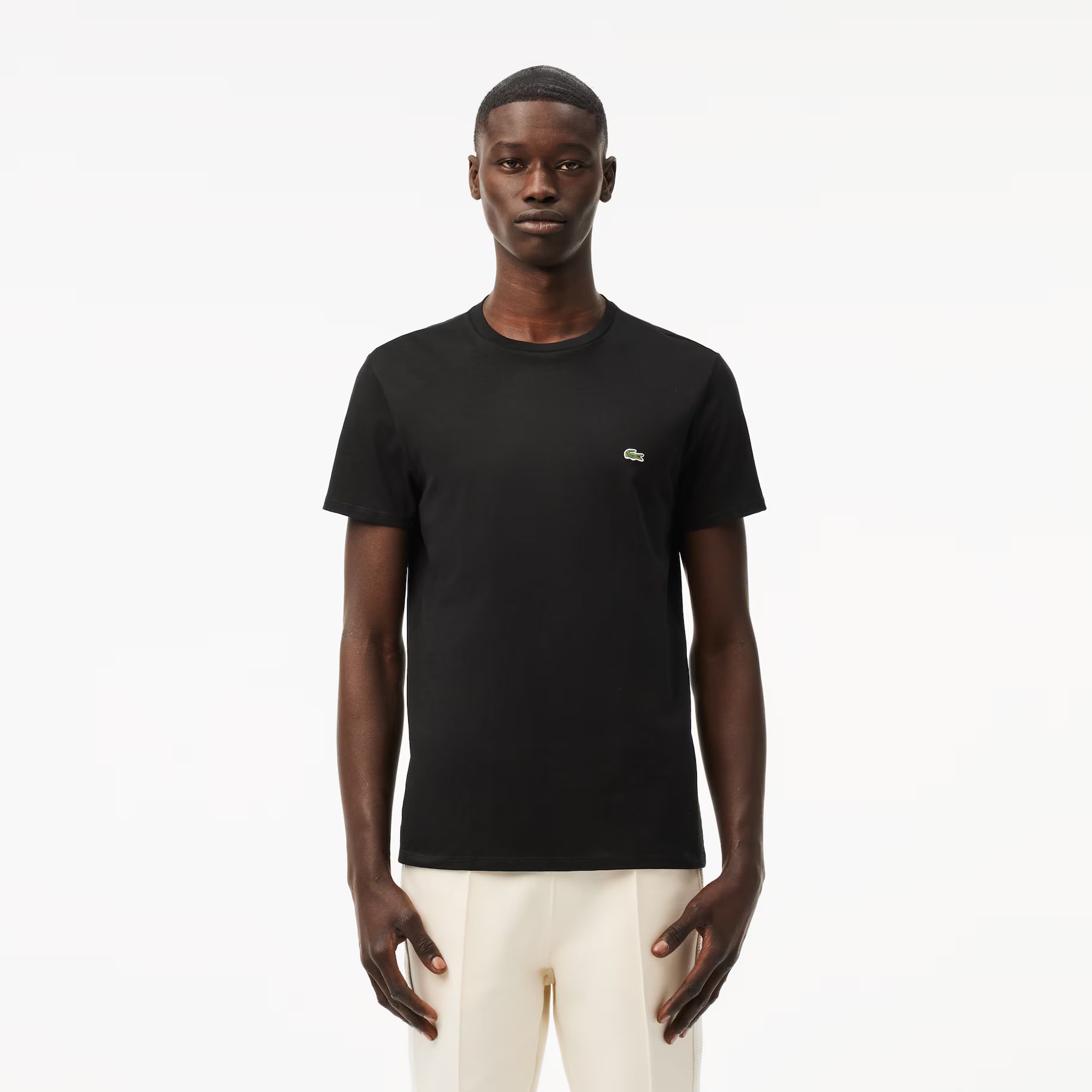 Monochrome Cotton Pima Jersey Crew Neck T-shirt | Lacoste (US)