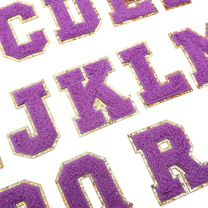 AXEN 26PCS Chenille Letters Patch Set, Iron on Letters Patches Gilter Varsity Alphabet A-Z Letter... | Amazon (US)