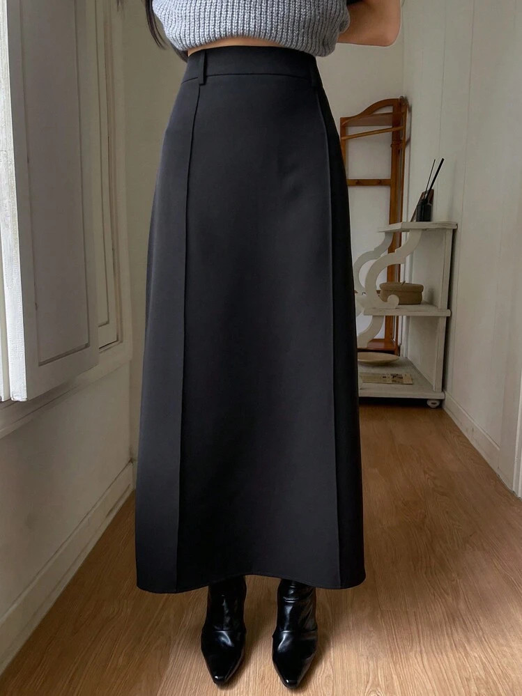 DAZY Damen Langem Geradem Einfarbigem Lässig Rock Für Den Arbeitsweg | SHEIN