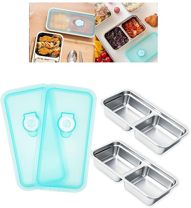 2pcs Grab and Go Snack Containers Stainless Steel, Reusable Snack Condiment Containers with Lids,... | Amazon (US)