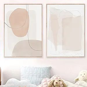 Vlejoy Abstract Boho Paintings Neutral Beige Wall Art Canvas Pastel for Living Room Poster Prints... | Amazon (US)
