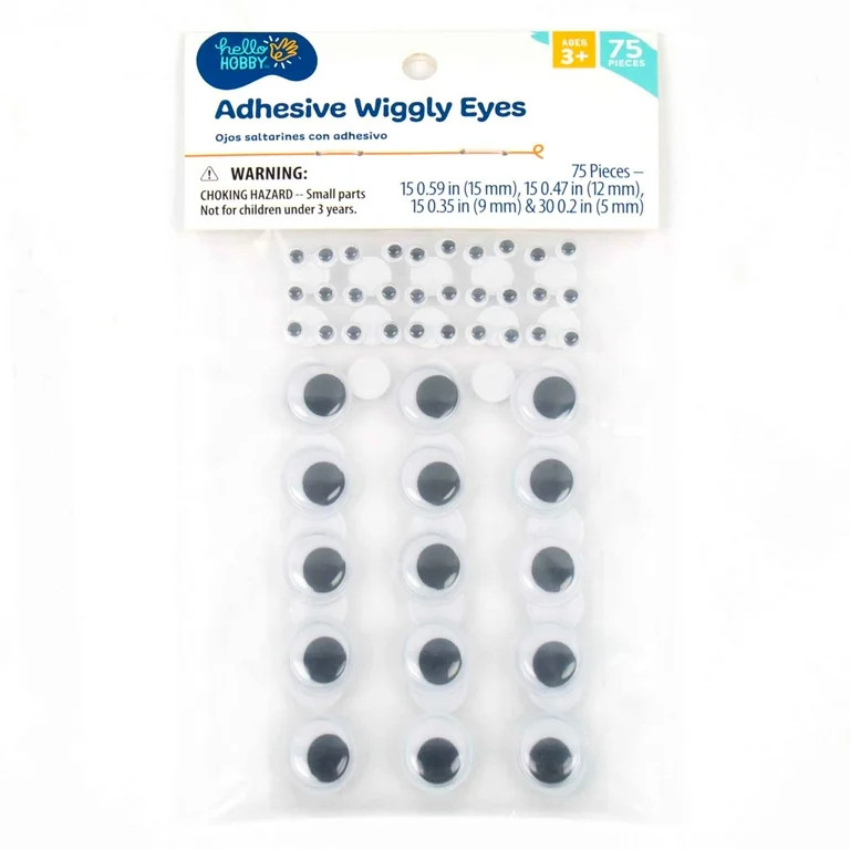 Hello Hobby Adhesive Black and White Plastic Wiggly Eyes, 75-Pack | Walmart (US)