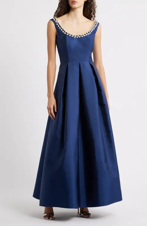 Eliza J Embellished Scoop Neck Ballgown in Navy at Nordstrom, Size 6 | Nordstrom