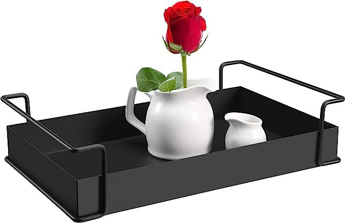 YURONG Decorative Coffee Table Tray Black Tray with Handles Serving Tray Christmas Decorations Tr... | Amazon (US)