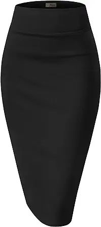 H&C Women Premium Nylon Ponte Stretch Office Pencil Skirt Made Below Knee Made in The USA | Amazon (US)