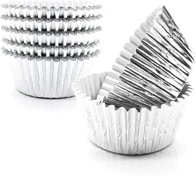 Cupcake Liners Silver,GOLF Standard Size Silver Foil Cupcake Liners Wrappers Metallic Baking Cups... | Amazon (US)