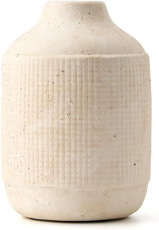 SIDUCAL Ceramic Rustic Farmhouse Vase | 7 Inch Pottery Decorative Flower Vase for Home Decor | Sa... | Amazon (US)