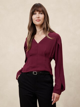 Draped-Sleeve Top | Banana Republic Factory