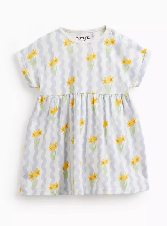 Easter Blue Stripe Dress Up to 3 mths | Tu Clothing