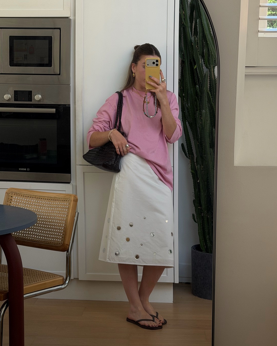 Summer skirt, white skirt, summer outfit, pink T-shirt, pull and beat skirt, Havaianas

#LTKsummer #LTKeurope #LTKuk