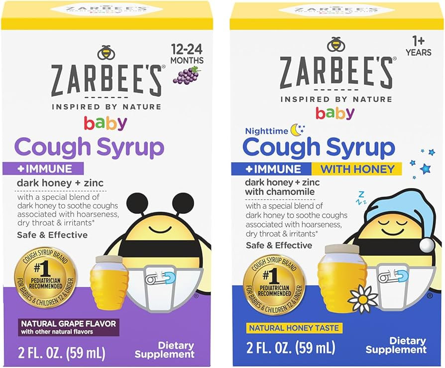 Zarbee's Baby Daytime + Nighttime Bundle Baby Daytime Cough† Syrup + Immune with Honey, Natural... | Amazon (US)