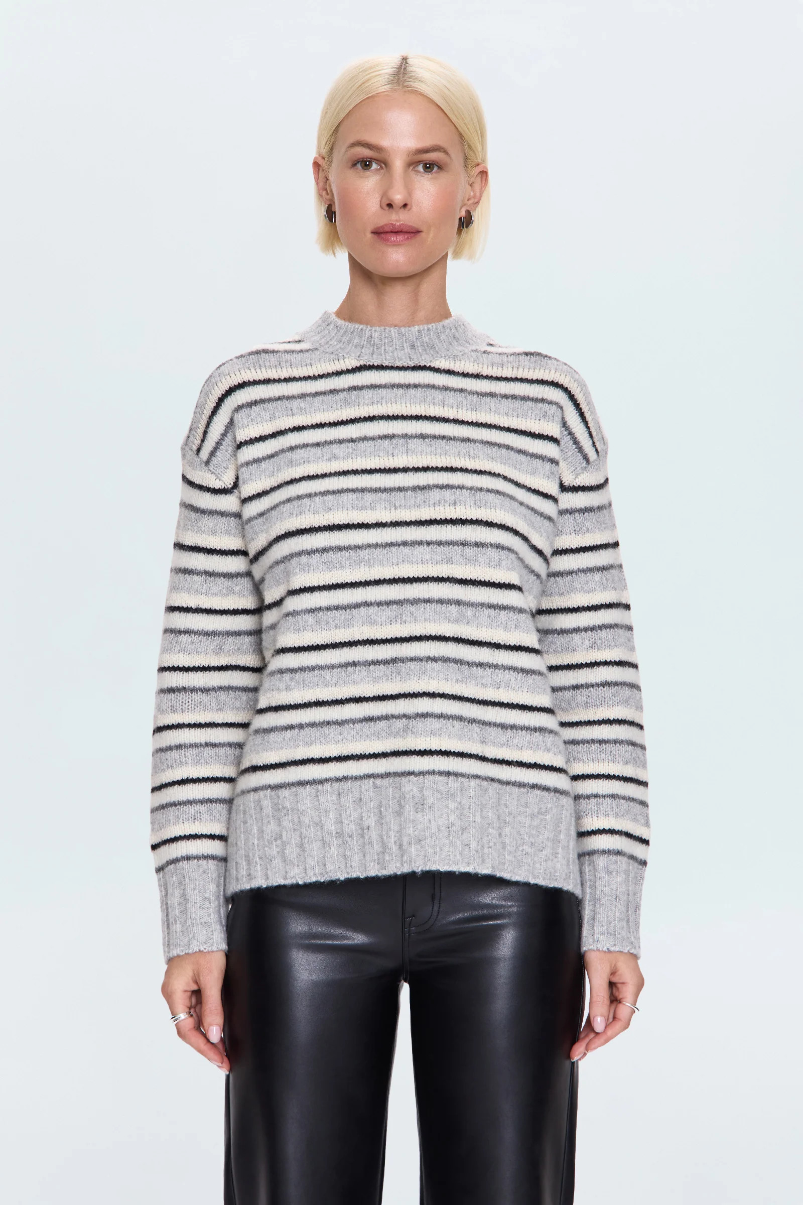 Hanna Oversized Sweater - Grey White Stripe | Pistola Denim