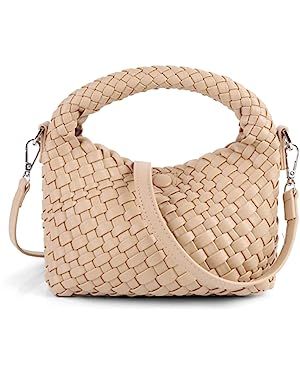 Women Woven Tote Small Crossbody Bag, Weave Quilted Purse Square Shoulder Bag Woven Handbag with ... | Amazon (US)
